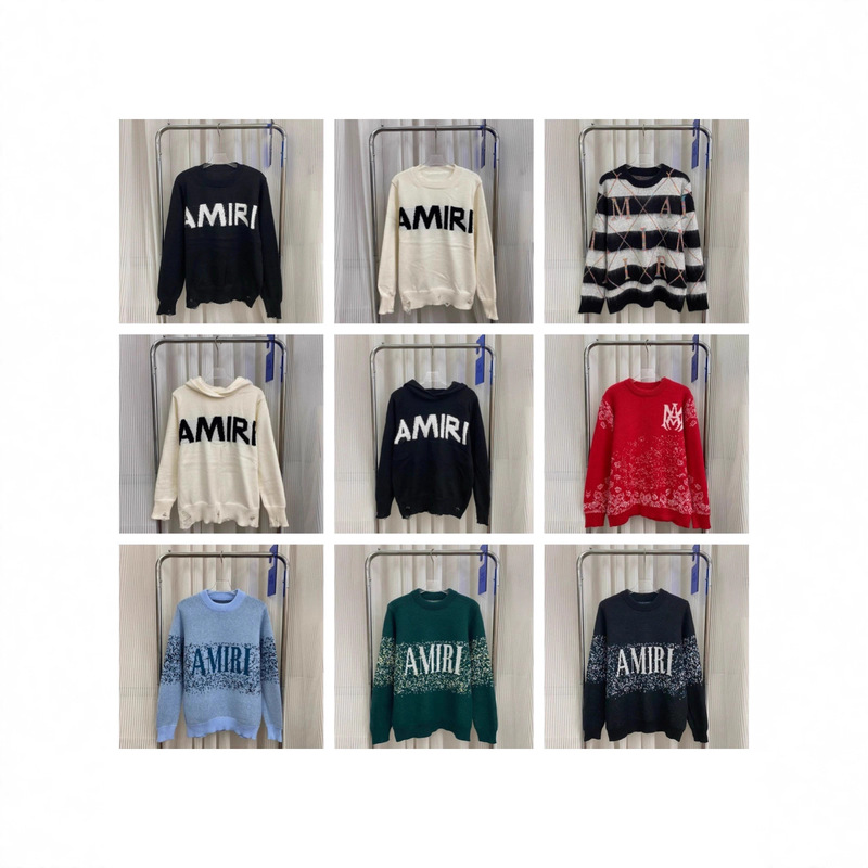 25 Correct Version Cross-Border Source Manufacturer Ami Chest Logo Jacquard Round Neck Sweater Short-Sleeved Knitted Men and Women Same Style