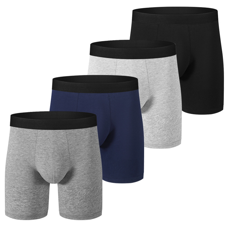 [Special Offer] Cross-Border Men's Long Underwear Mid-Waist Black Boxer Briefs Sports and Leisure Amazon Tk Export