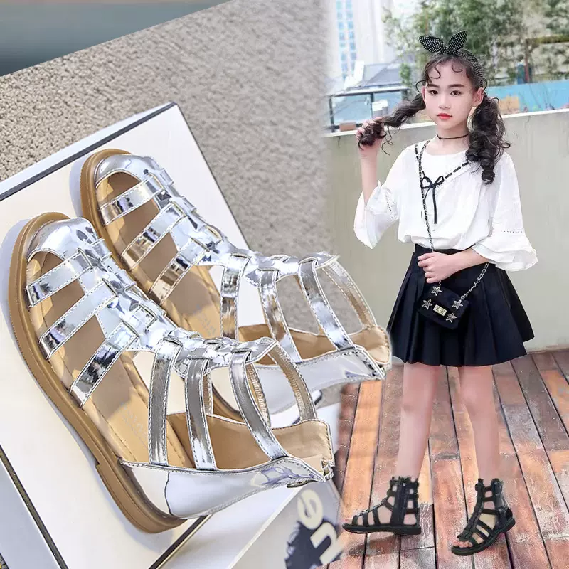 女童凉鞋软底2025新款小女孩公主鞋中大童夏季罗马女童鞋宝宝鞋子