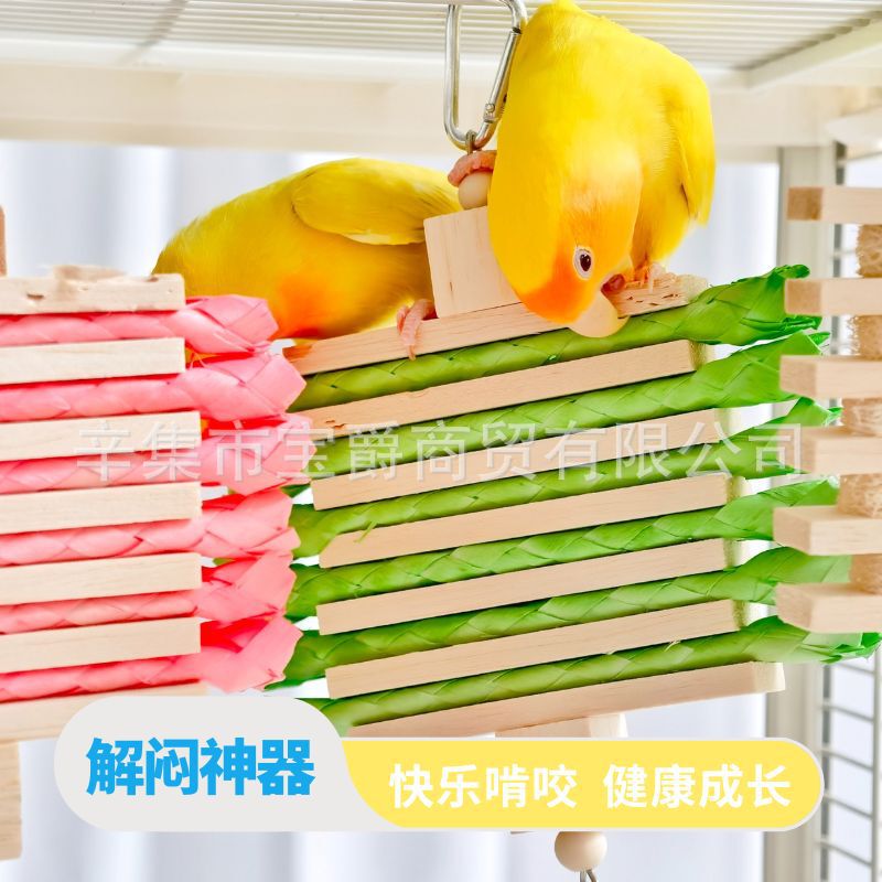 Parrot-Specific Balsa Wood Climbing, Chewing, and Teething Toys for Entertainment and Self-Pleasure, Complete Collection of Toys for Lovebirds, Cockatiels, and Budgerigars