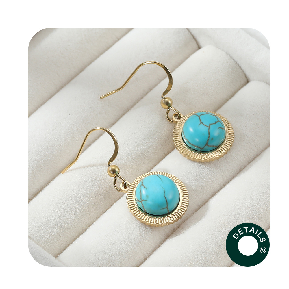 Mode Géométrique Acier Inoxydable Des Boucles D'oreilles Placage Turquoise Boucles D'oreilles En Acier Inoxydable display picture 7