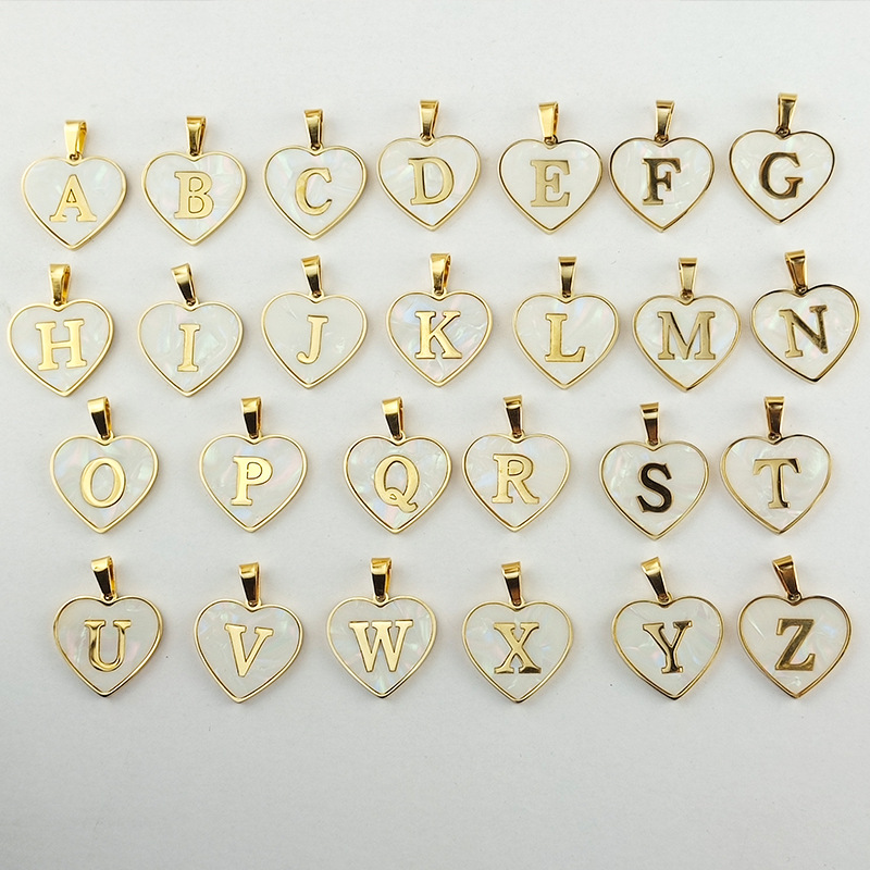 1 Piece Quantity Wholesale Cute Sweet Letter Titanium Steel Plating Inlay Shell Pendant Necklace