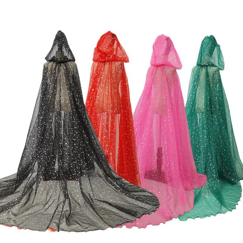 Shiny suit, black green red fuchsia trench coat with hood, halloween