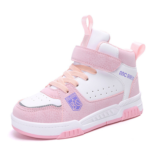 Girls' sneakers, new running shoes, mid-to-large size boys' Velcro-style fashion casual shoes, school children's shoes