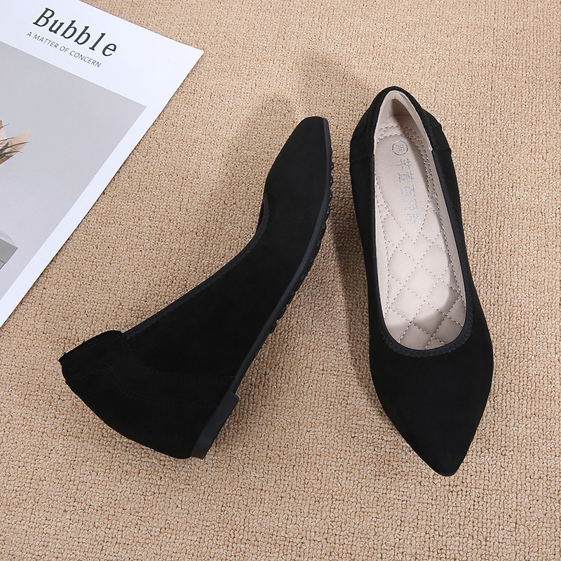 Beanie Shoes Fleece-Lined Spring Stewardess Work Shoes Black Long Standing Not Tired Professional Comfortable Soft Sole Wedge Shoes Women Autumn