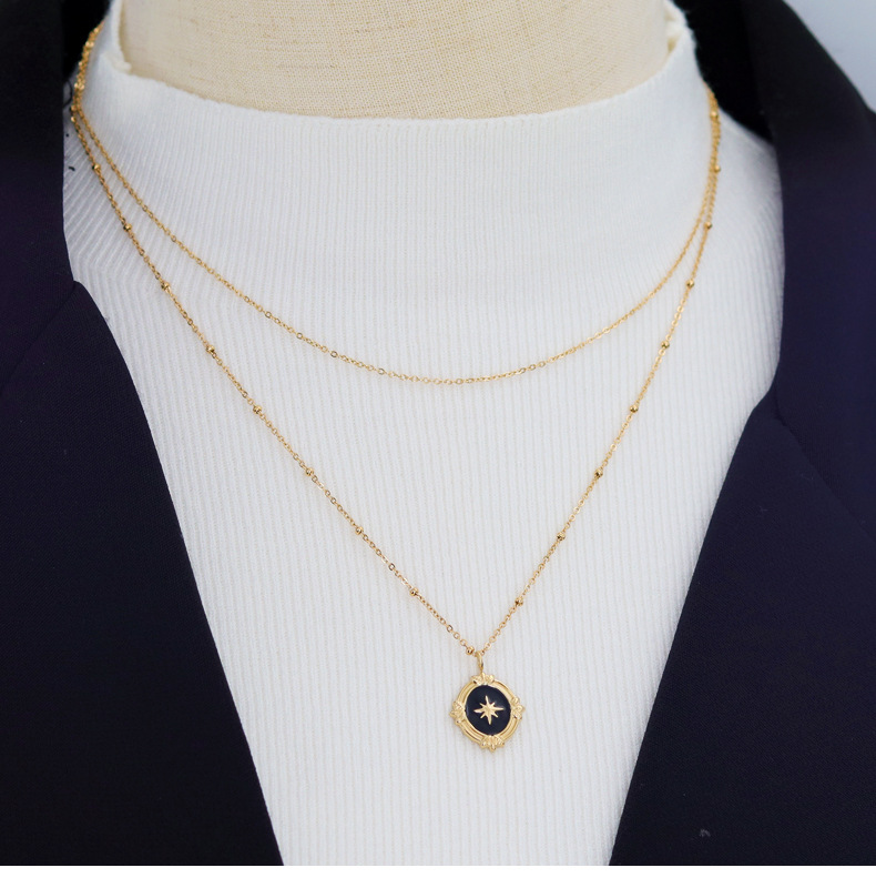 1 Piece Fashion Star Titanium Steel Epoxy Layered Necklaces Pendant Necklace_colorza_2