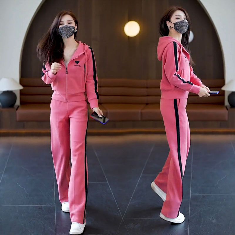 European Sweatshirt Sports Suit for Women Spring and Autum 2025 New Fashionable Loose Wide-Leg Pants Casual Two-Piece Set