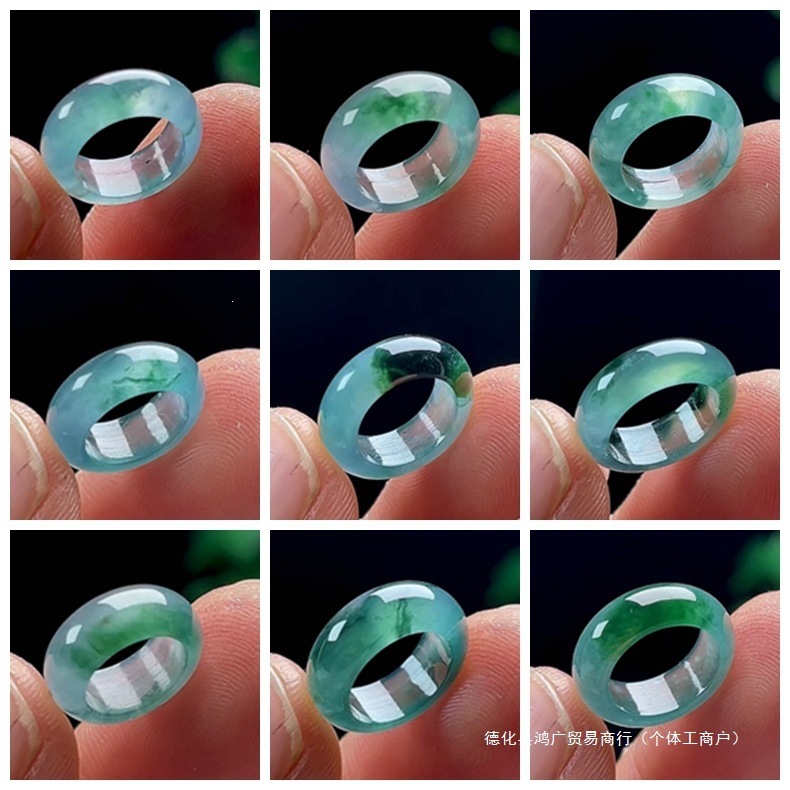 翡翠路路通转运珠玉坠冰种蓝水飘绿保真天然货玉石圆环大孔