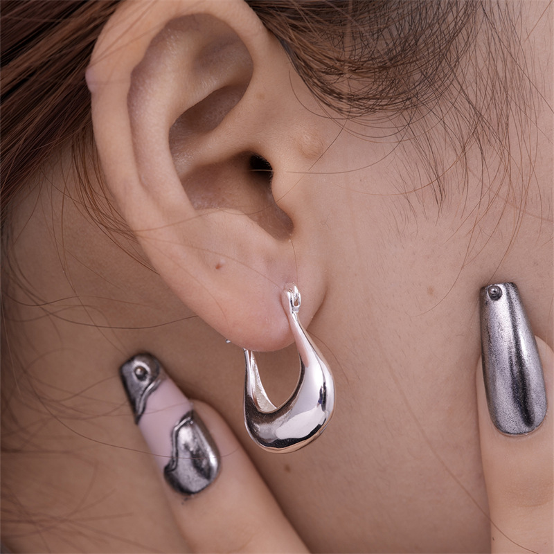1 Pair Simple Style U Shape Geometric Plating Stainless Steel Hoop Earrings Drop Earrings display picture 18
