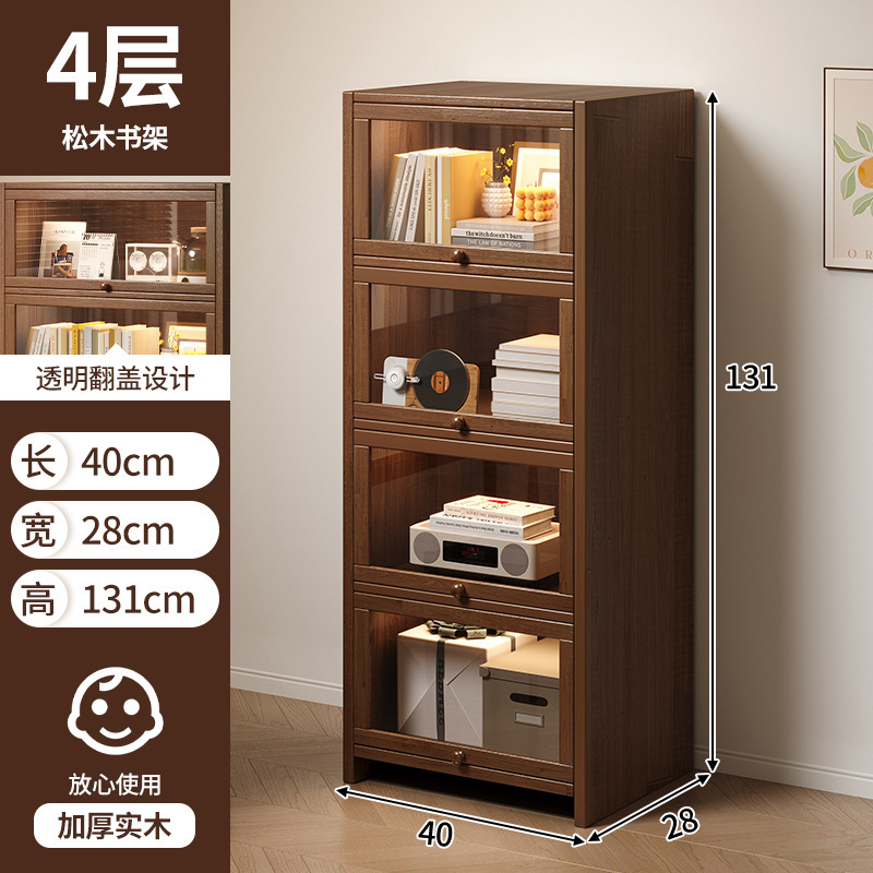 Estantes de madera sólida estantería de piso integrado contra la pared almacenamiento de almacenamiento de artículos de visualización de la sala de estar estante de libros para niños
