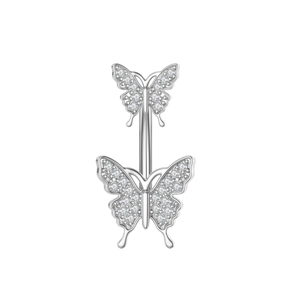 Piercing ombelico in acciaio inossidabile con farfalla zircone_voghion.com