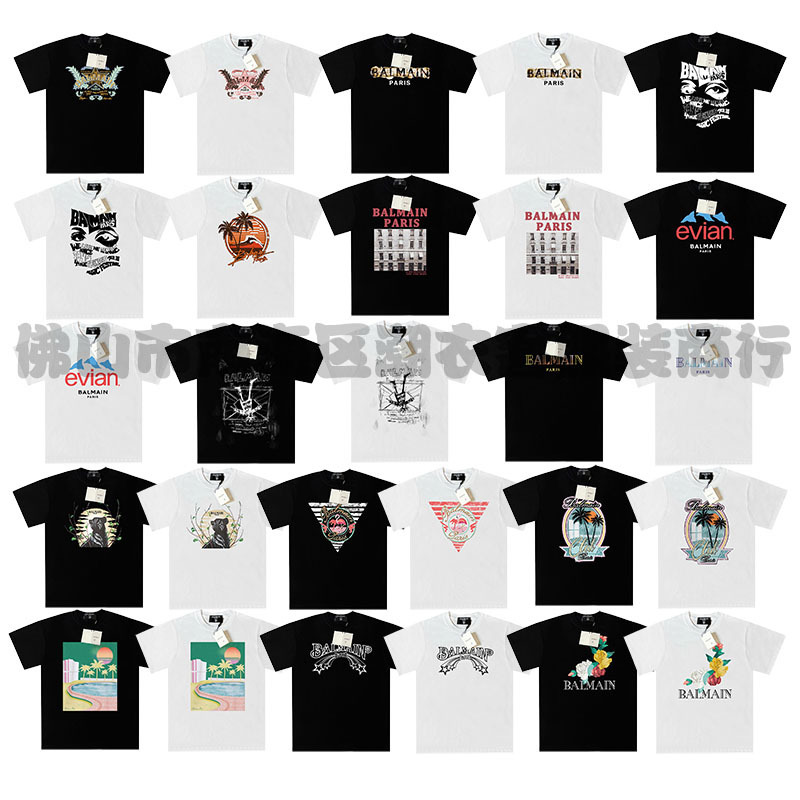 New Men's Versatile Letter-Print Short-Sleeve T-Shirt Korean Style Balmain Casual Trendy Simple Loose Top Collection New Men's Versatile Letter-Print Short-Sleeve T-Shirt Korean Style Balmain Casual Trendy Simple Loose Top Collection
