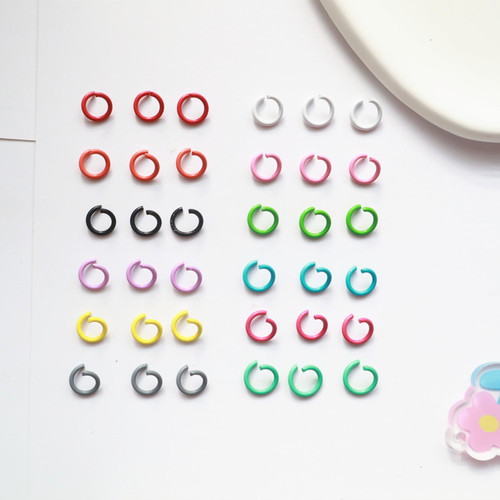 1.2 × 8mm Metal Painted Colorful Single-Loop Open Rings, C-Shaped DIY Handmade Jewelry Material Accessories