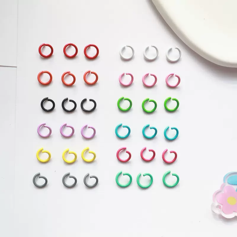 1.2*8mm金属烤漆开彩色单圈链接环开口圈C圈Diy手工饰品材料配件