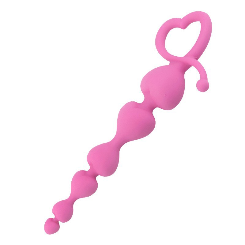 Silicone Heart-Shaped Anal Plug with Bead Design, Manual Non-Vibrating Anal Trainer, Body-Safe Silicone — detail image 6