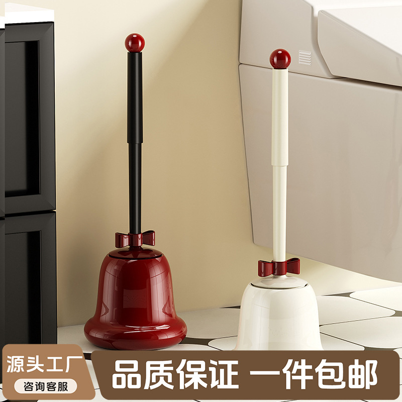 Household Toilet Brush with Long Handle and Cleaning Brush, Creative New Model with Pedestal Base, Vintage-Style Toilet Brush