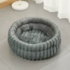 Rabbit fur round nest-grey