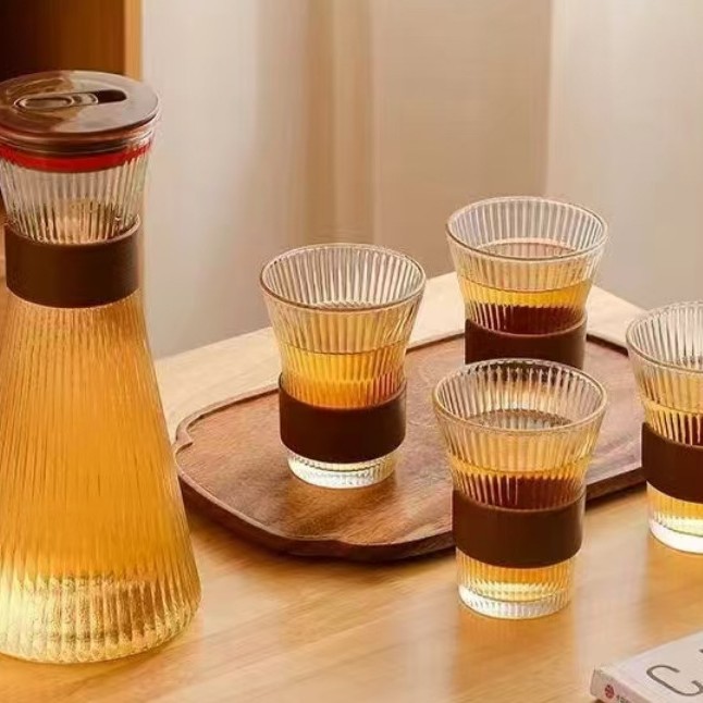 Juego de botella de agua fría de vidrio, regalo, hogar de verano, juego de agua simple de gran capacidad, taza de agua, taza de vidrio, tetera image 14