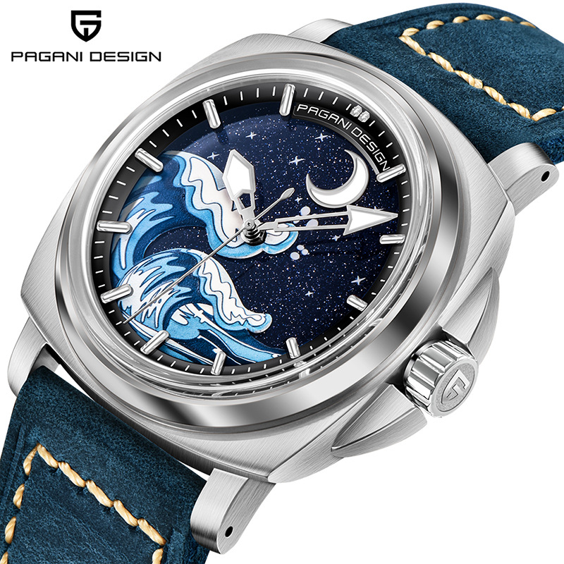 Reloj mecánico PAGANI hombre totalmente automático de luz nocturna moda personalidad impermeable reloj de cuero para hombres YS014