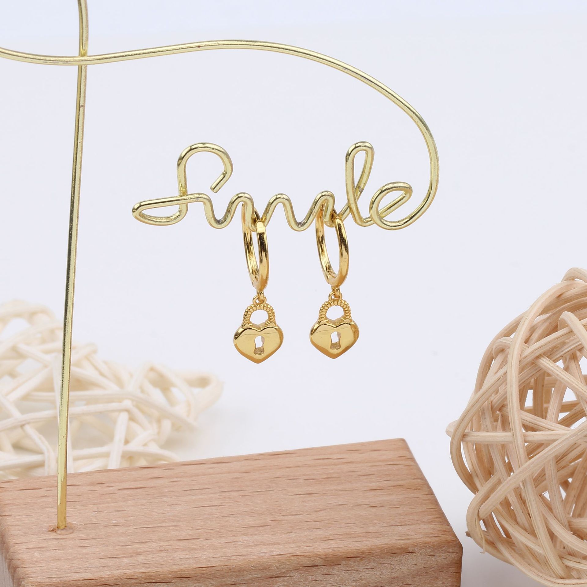 Drop Earrings Classification 1 Pair 925 Sterling Silver Heart Shape Lock Drop Earrings