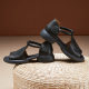 Top Layer Cowhide Casual Sandals Women's 2024 Summer Side Empty Women's Shoes Bag Heel Soft Sole Non-slip Open Toe All-match Sandals
