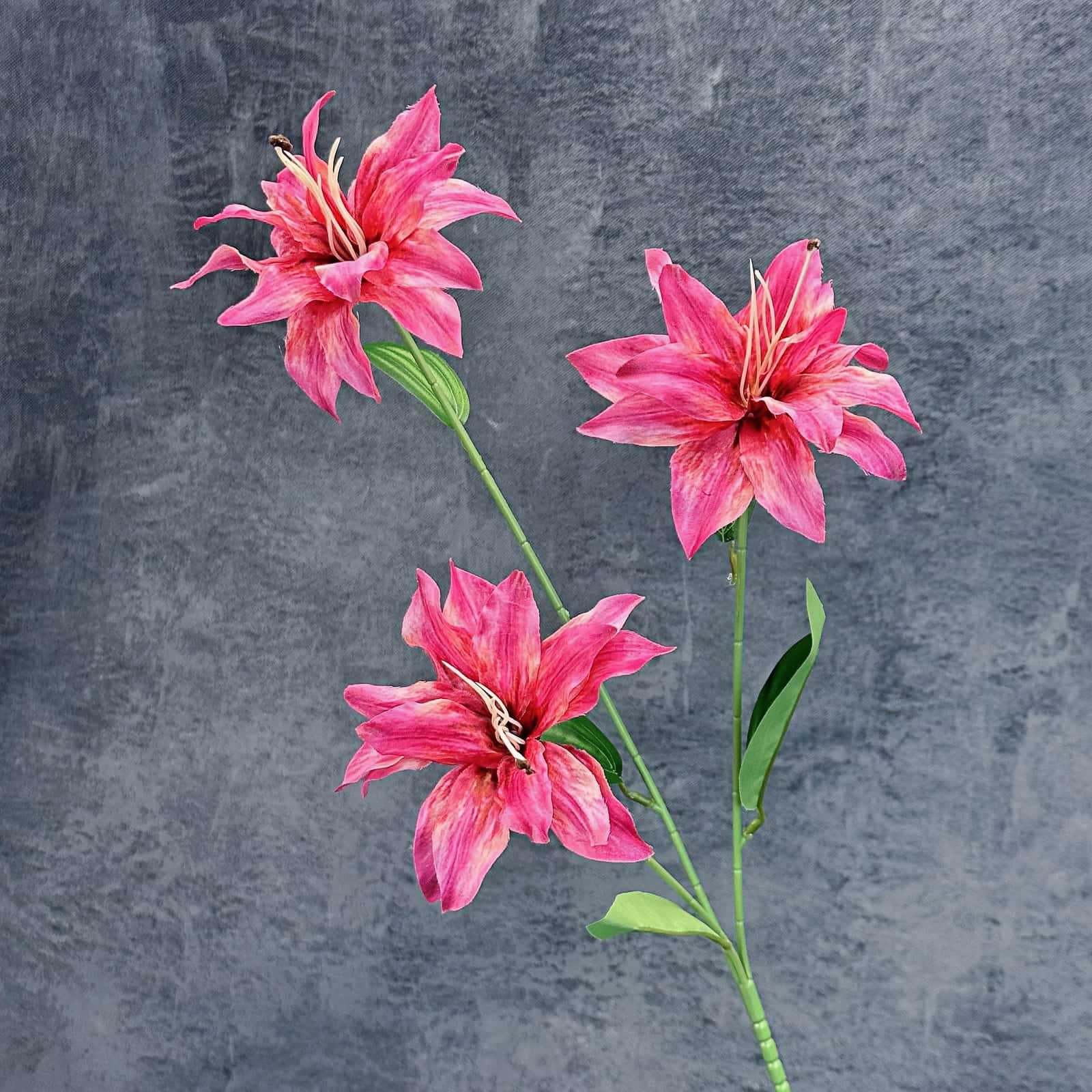 Impresión de flores de simulación 3 cabezas lirios decoración del hogar decoración de bodas decoración de flores falsas al por mayor