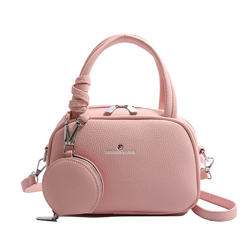 Bolso de moda coreano 2025 primavera y verano nuevo bolso femenino bolso de hombro con patrón de lichi simple bolso de mensajero de letras casuales