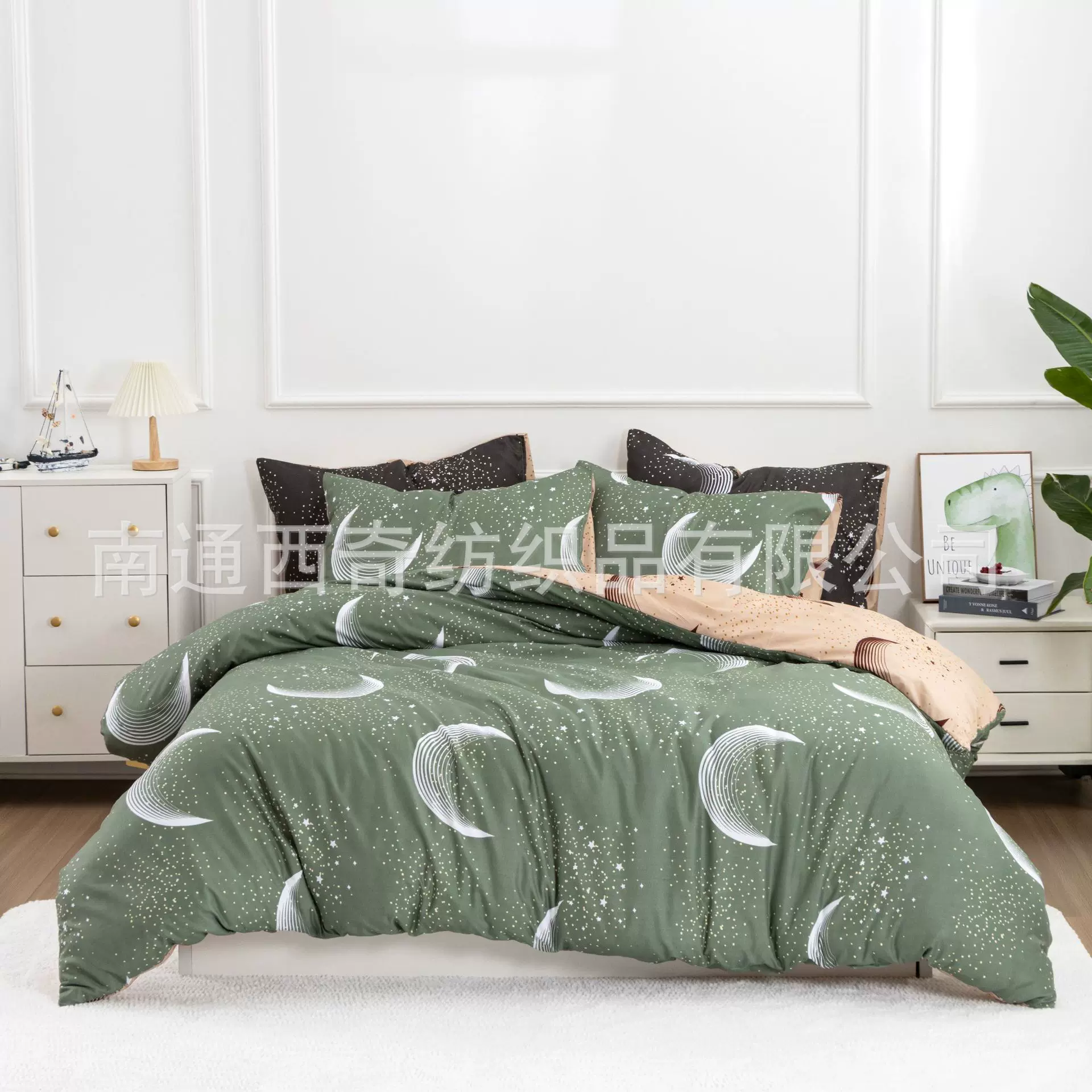 跨境亚马逊星空星球系列外贸被套枕套三件套床上用品厂家批发