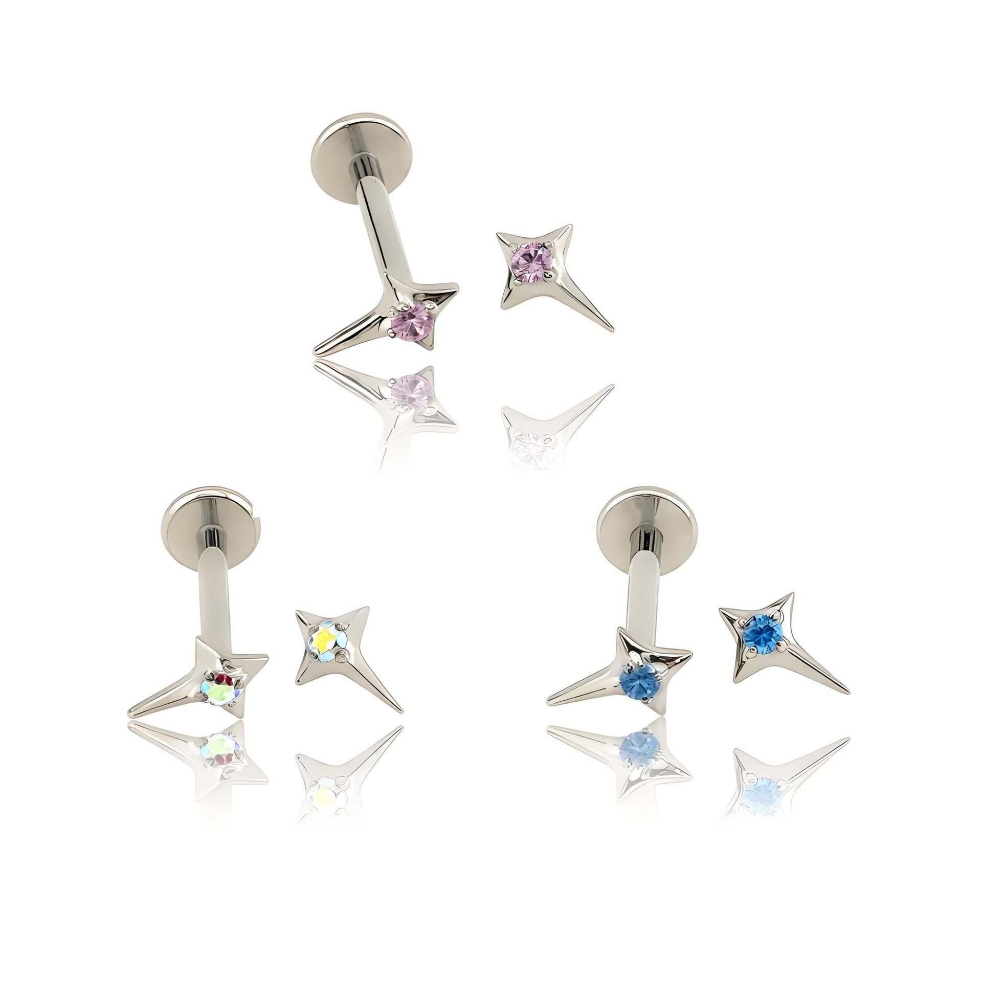 16G labret stud size and finish detail