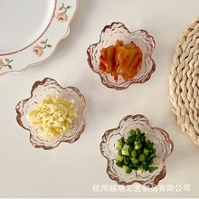 手工日式樱花玻璃味碟酱料碟烧烤干料碟子小碗家用醋碟火锅蘸料碟