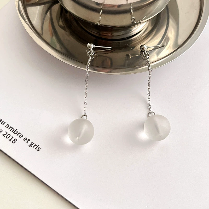 Glass cute matte long earrings, Japanese and Korean, maxi length