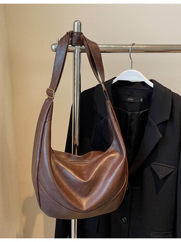Wrinkled Texture Shoulder Bag for Women, Minimalist High-End Crossbody Bag, Large Capacity Commuter Tote Bag