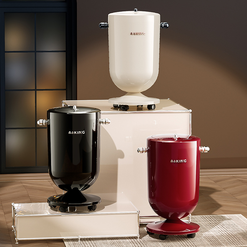 [One] Basura de sala de estar canasta de papel volante rueda de cubierta móvil engrosado doble cubo con cubierta cubo sanitario