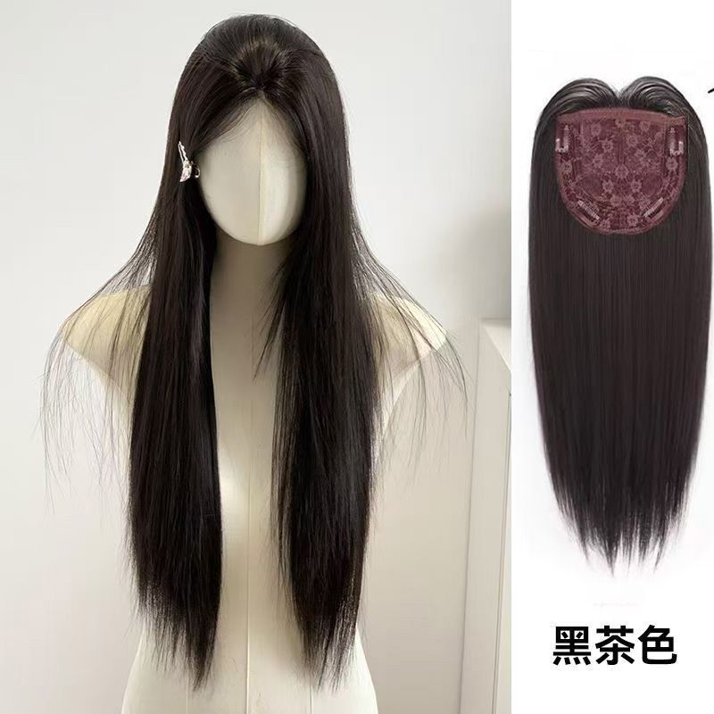 【无需发网】假发女中分修颜长直氛围蓬松刘海透气头套式补发块|undefined