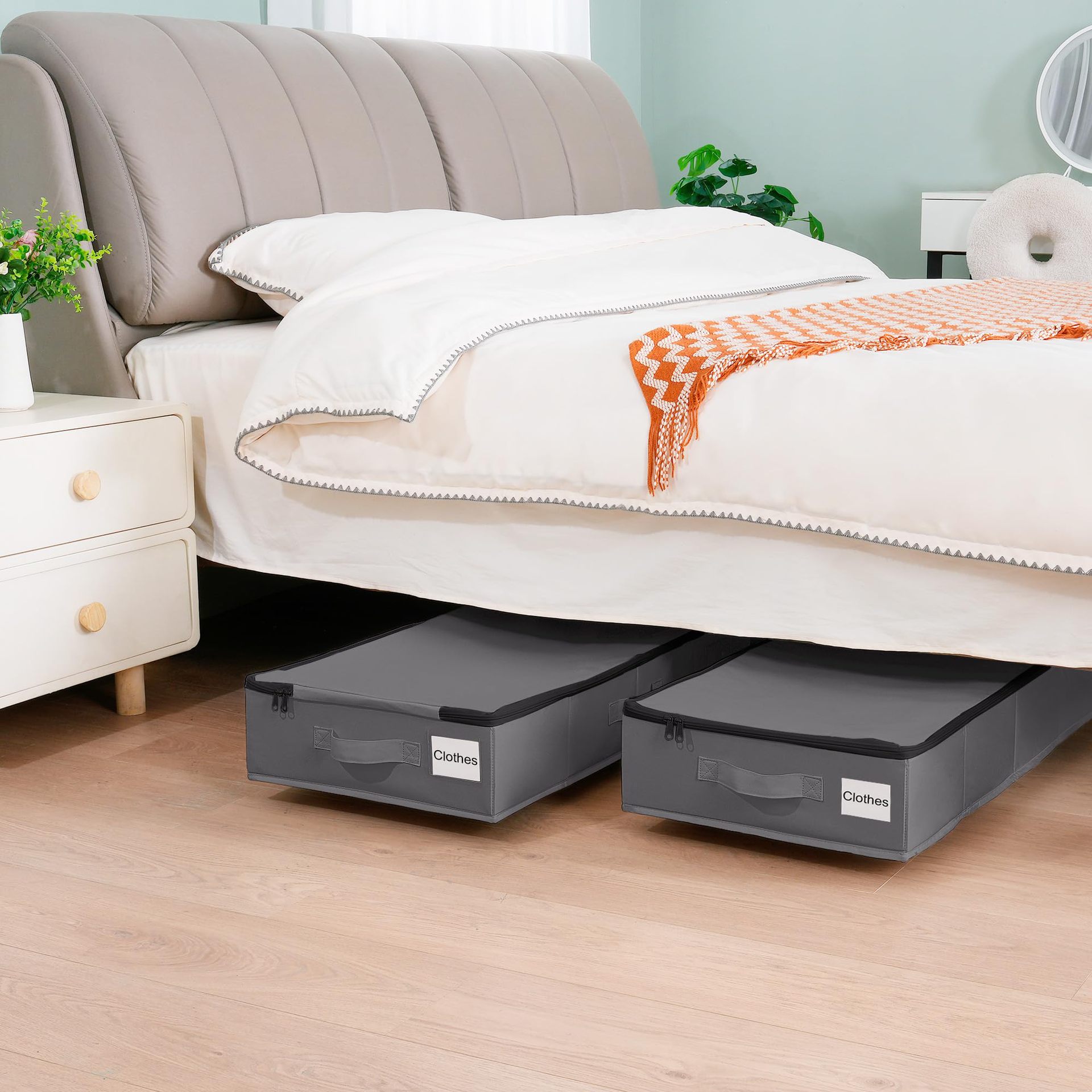 Foldable Under Bed Storage Box With Wheels, Dustproof Rolling Storage Organizer For Clothes, Shoes, Sundries, Bedroom Home Space Saving Container_maomaolike.com