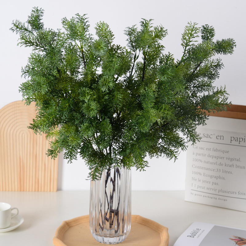 Simulación de plantas verdes, pino Penglai, hierba de colofonia gorda, decoración de salas de bodas, paisajismo, hojas de flores de bosque, flores artificiales