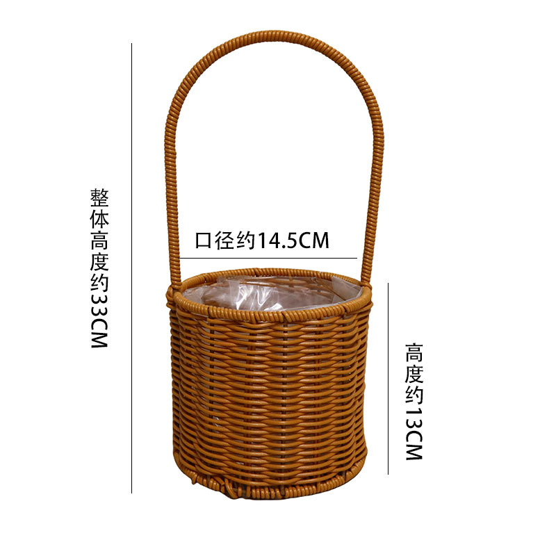 Cestas de mano tejidas a mano de plástico de caña decorativa flor seca canasta de flores portátiles canasta de regalos al por mayor