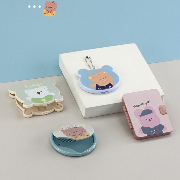 handheld folding cartoon table mirror for students