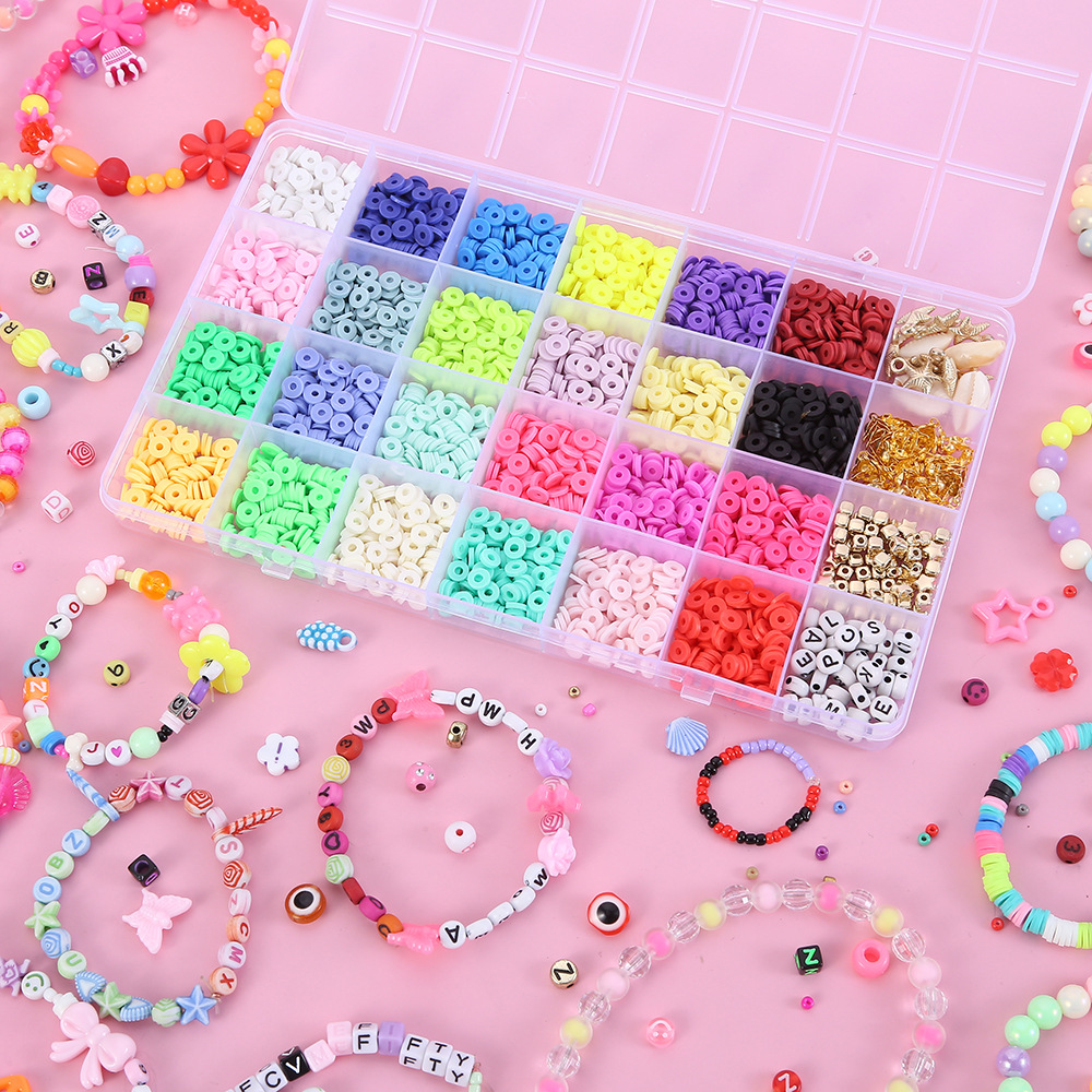 Los niños DIY encadenan cuentas a mano juguetes educativos las niñas usan cuentas para centrarse en el entrenamiento de joyas, pulseras y materiales de collar