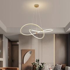 Modern minimalist all-copper art-line chandelier—designer-style, elegant, and uniquely crafted for villa living rooms, dining areas, and bedrooms.