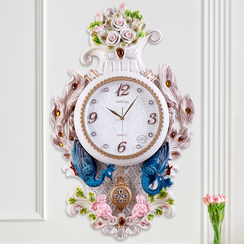 Americana elefante salón reloj creativo Reloj de pared Retro estilo europeo mudo decorativo cuarzo péndulo pastoral Reloj de pared al por mayor