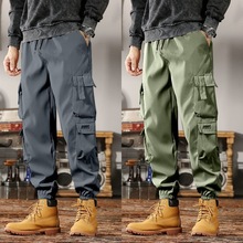 日系春秋季机能工装裤男士宽松大码休闲裤子束脚哈伦长裤宽松束脚