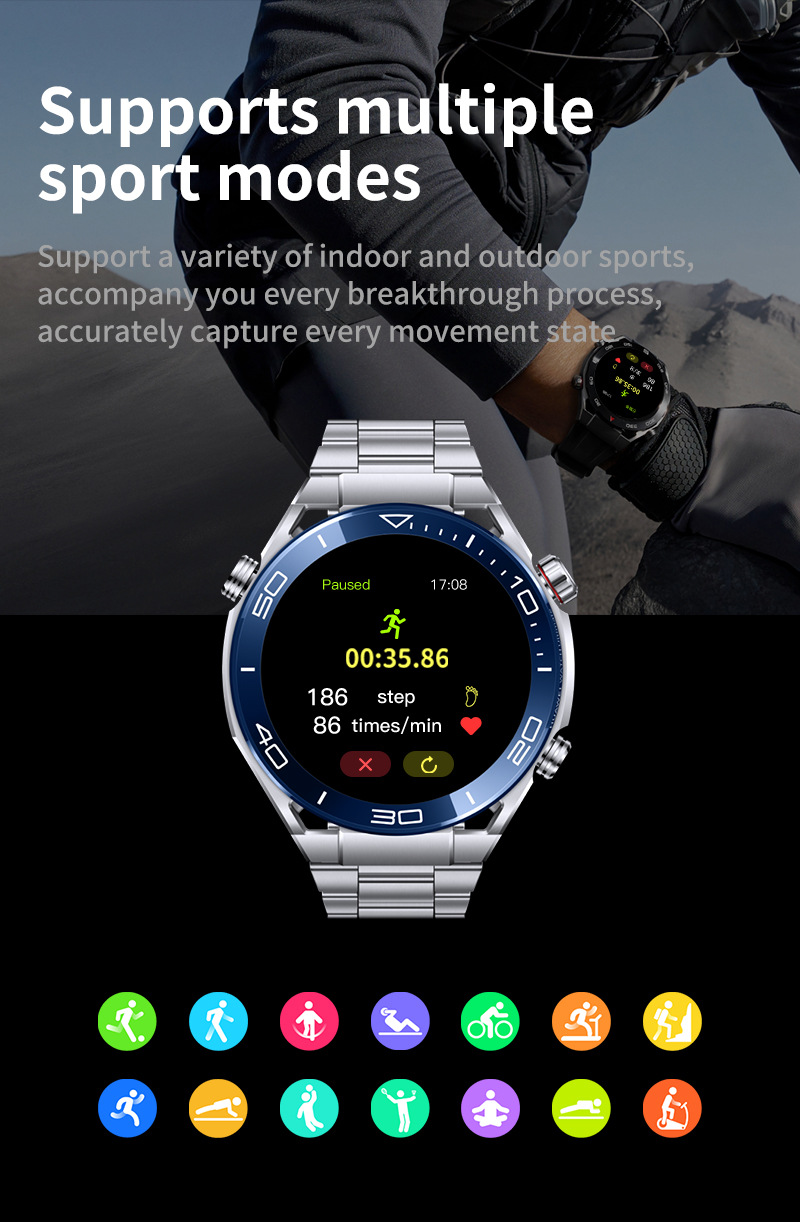 MT15S Smart Watch 1,6 Zoll 4DOLED Bildschirm Kompass NFC_voghion.com