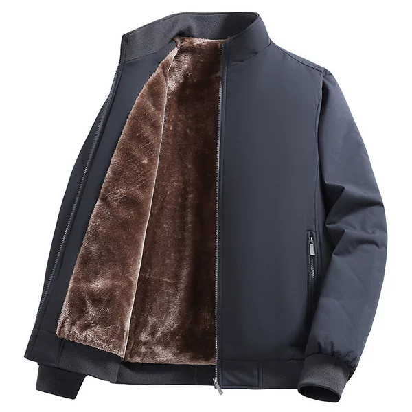 Cross-border large size loose cotton coat for men, new style, fleece-lined, thickened, warm, stand-up collar, high-end executive jacket for middle-aged and young men