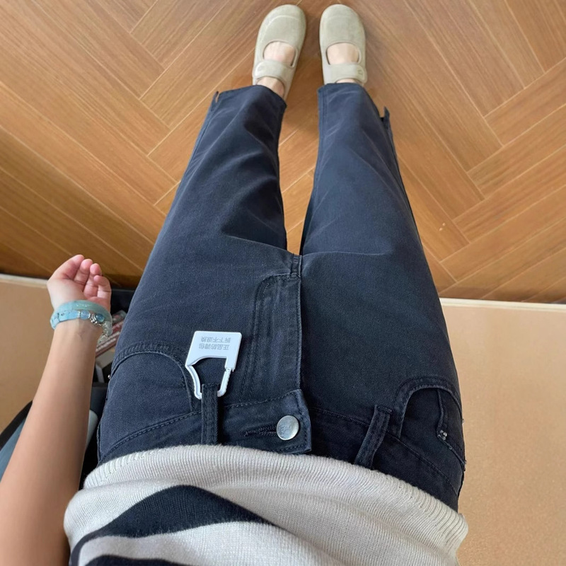 Women's Thin Cigarette Pants, Cropped Straight-Leg Pants, Plus-Size Slimming Tencel Jeans, Petite Cool Ice Silk Pants