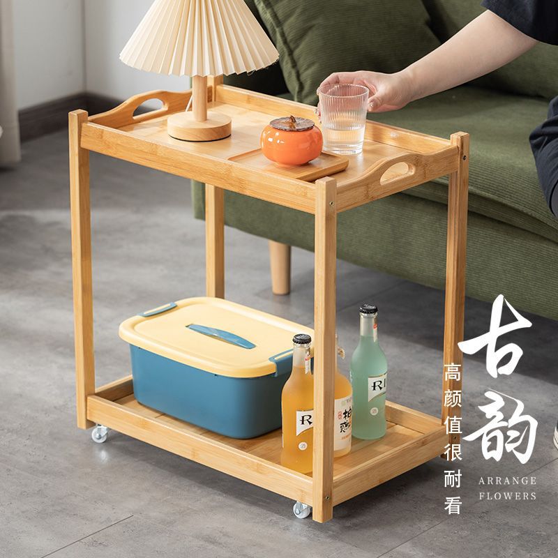 Salón de estar móvil con ruedas de almacenamiento carro pequeño sofá lado de mesa de té de alquiler de casa de cabecera de cama red estante de almacenamiento