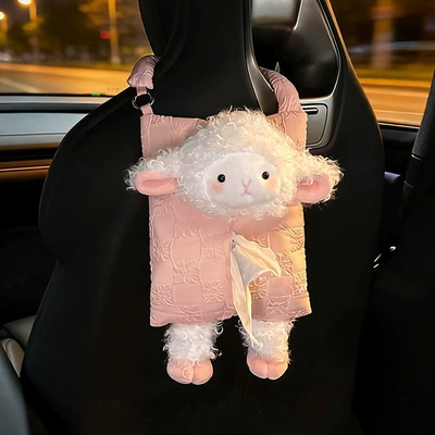 Manufacturer-customized car tissue box Car tissue box/set - 3d-little-sheep-hanging-tissue-box-pink
