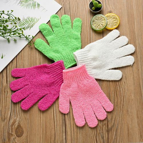 Colorful five-finger bathing gloves, household daily use double-sided bathing and bathing gloves, bathroom toiletries and bathing towels