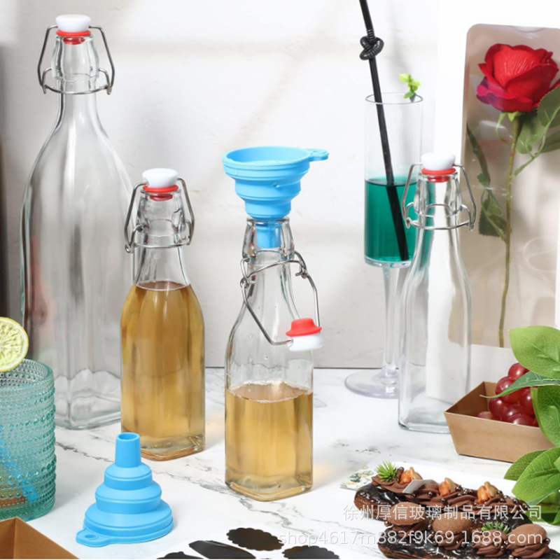 Transfronterizo 16oz botellas de vidrio de hebilla transparente botella de jugo botella de vino de enzima botella de jugo botella de jugo botella de jugo