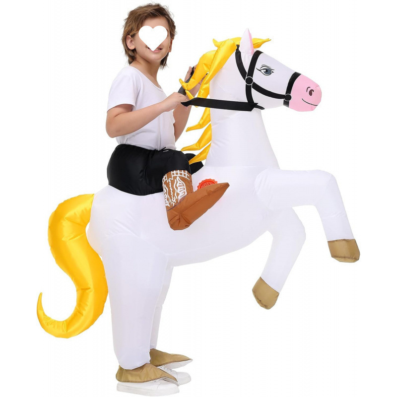 Kids Inflatable Horse Costume Halloween White Horse Costume Boys Girls Cosplay Party Funny Costume
